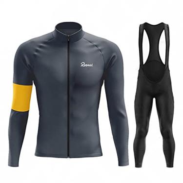 Imagem de Conjunto de camisa de ciclismo inverno masculino lã térmica MTB roupas de bicicleta quentes roupas de bicicleta equipe outono esportes ao ar livre, cinza, 3