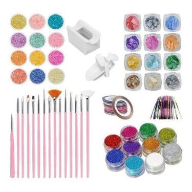 Imagem de Kit Decoração Unhas Madrepérolas + 10 Fitilhos +dispenser - oem
