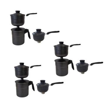 Imagem de Cuscuzeiro alumínio craqueado preto resistente 3 unidades - Colombo