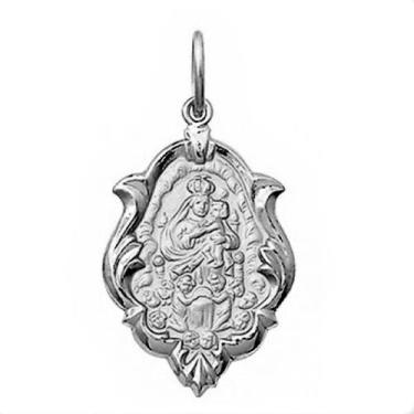 Imagem de Pingente Grande Modelo Trabalhado Ornato 2.4cm Santos Ouro Branco 18k 