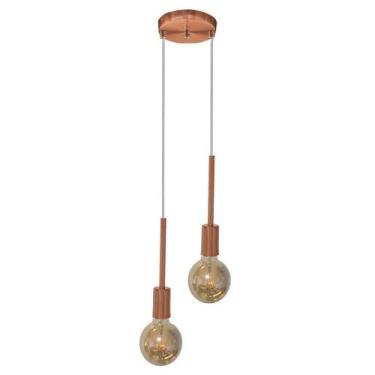 Imagem de Luminária Pendente Lustre Infinite 21Cm Rose Gold Duplo + Led G95 - Il