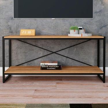 Imagem de Rack para TV Até 50 Polegadas Leader 1 Prateleira Lâmina Mel/Preto - P