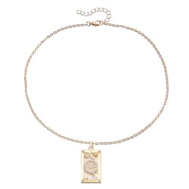 Imagem de Wisuee Colar de tarô para mulheres, joias de tarô, para amantes, força, Apollo, sol, lua, pingentes, corrente, Latão, Sem Pedra Preciosa