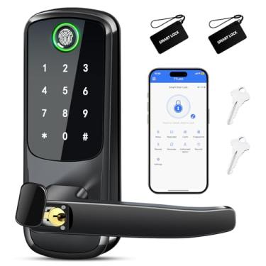 Imagem de Fechadura de porta de teclado com alça - Fechadura de porta de entrada sem chave - Fechadura biométrica de impressão digital - Fechadura de porta digital eletrônica - Fechadura de porta com código de