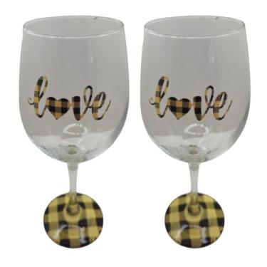 Imagem de META ATACADO, Kit 2 Taças Love Personalizadas Casal Vinho Amarelo 490 ml