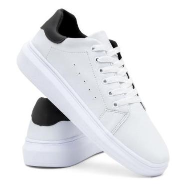 Imagem de Sapatenis Casual All Black Moda Masculina Tendência - Hs, Branco, Pret