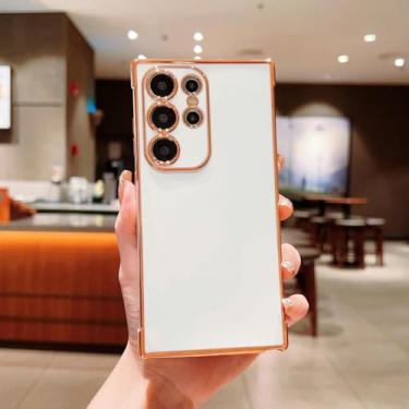 Imagem de Capa de celular luxuosa com revestimento bumper para Samsung S25 S24 S23 S22 Plus Ultra S20 S21 Fe A16 A55 A54 A35 A53 A33 A15 A25 A13 A52 (para A12/branco)