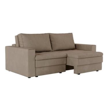 Imagem de Sofá 3 Lugares Retrátil Berna Suede Bege 210 cm - Mobly