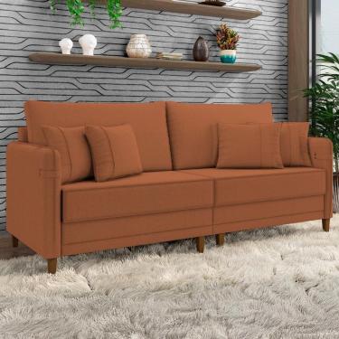 Imagem de Sofá 2 Lugares Living 172cm Pé Madeira Zoe Boucle Terracota Z08 - Mpozenato