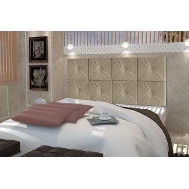 Imagem de Painel Cama Box Morani com Botão Casal 1,40 Cor Bege - JM Casa dos Móv