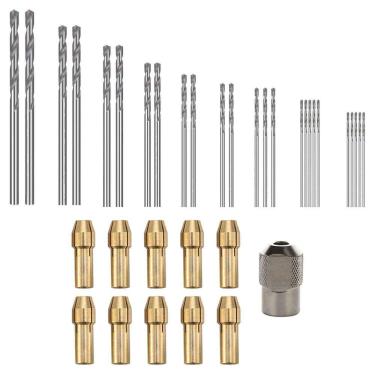 Imagem de Kit Pinças Mandril E Brocas Com 36 Peças Para Micro Retífica