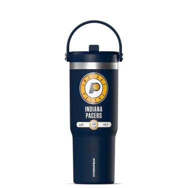 Imagem de Hydrapeak Copo Nomad Indiana Pacers 947 ml oficialmente licenciado pela NBA com alça e tampa de palha, garrafa de água de aço inoxidável à prova de vazamento