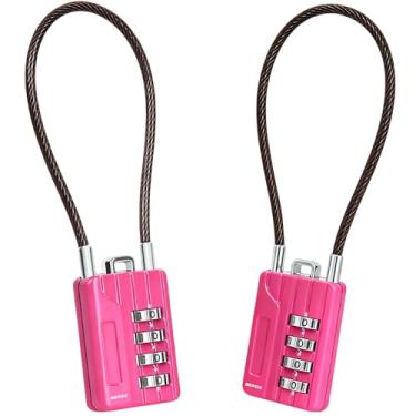 Imagem de SEPOX Twins Cadeado de combinação de 4 dígitos redefinível, cabo compacto de aço de vinil de 18 cm – Trava multiuso para armário de academia, mala, mini caixa de ferramentas – Essenciais de academia