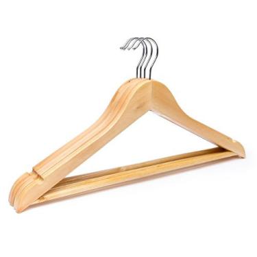 Imagem de Kit 3 Cabide de Madeira com Verniz Ideal para Roupas Adultas - Âmbito 