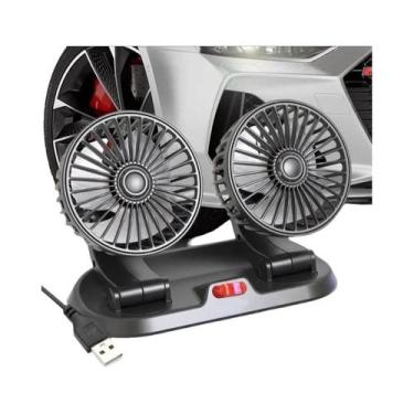 Imagem de Ventilador de Carro com Duas Cabeças Ajustáveis - 5V/12V/24V USB - Ref