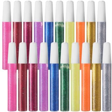 Imagem de 20 bastões de cola com glitter de 10 cores para artesanato, bastão de glitter perfeito para projetos escolares de artes faça-você-mesmo, álbuns de recortes e criações de arte (10 cores)