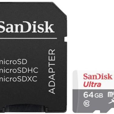Imagem de Cartão De Memória SanDisk MicroSD 64GB Ultra Classe 10 com Adaptador 80mbps-cl10 Sdsq