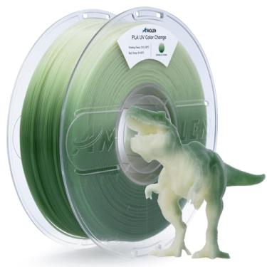 Imagem de AMOLEN Filamento de impressora 3D PLA, UV ou mudança de cor da luz solar para filamento PLA verde 1,75 mm, precisão dimensional +/- 0,02 mm, 1 KG/2,2 lb, serve na maioria das impressoras FDM
