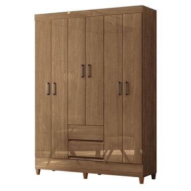 Imagem de Guarda Roupa Casal 6 Portas com Pés Fit Jequitibá Acetinado - Santos Andirá