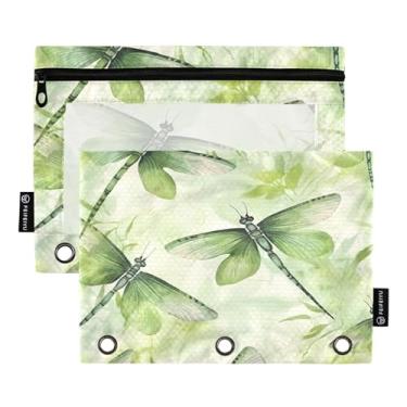 Imagem de Wassud Green Dragonflies Pacote com 2 Pastas de Fichário Pastas de Bolso com 3 Furos, Pasta Organizadora de Fichários para Casa, Escritório