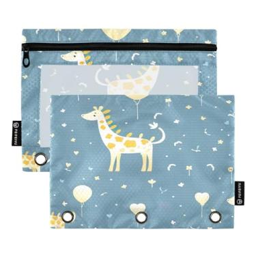 Imagem de Wassud Pacote com 2 pastas de fichário com estampa de girafa de bebê, pastas de bolso com 3 furos, organizador de fichários para casa, escritório