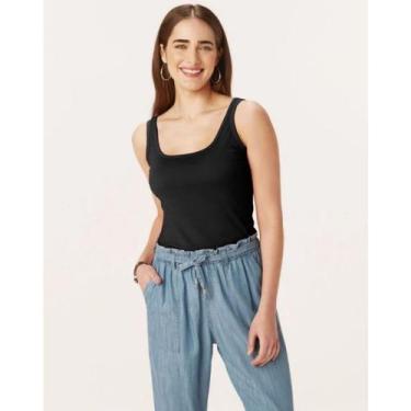 Imagem de Blusa Regata Básica Meia Malha Feminina Malwee Ref. 04494, Preto, GG