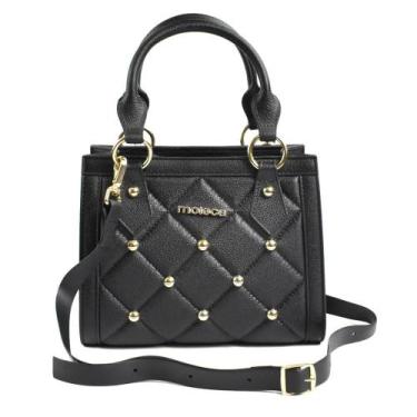 Imagem de Bolsa Moleca Transversal Pequena Pedraria Alça de Mão Feminina Preto -