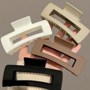 Imagem de Kit 1 2 3 Presilha de Cabelo Piranha Grande Quadrada Garra de Cabelo Plástica Minimalista Feminina (3 UNIDADE)