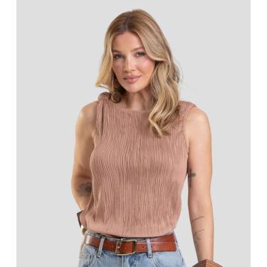 Imagem de Regata Feminina Texturizada Elegante Dianna Marrom, P, Marrom