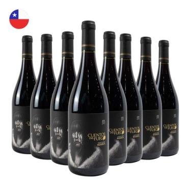 Imagem de Kit com 8 Vinhos Chilenos Tinto Seco Pinot Noir Reserva Cuentos del Fu