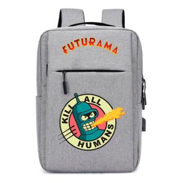 Imagem de Mochila Escolar USB DTF Infantil Robo Humans Nova com Compartimento pa