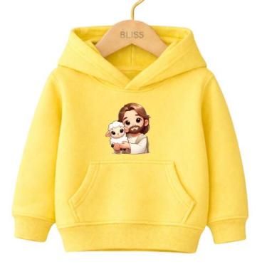 Imagem de Moletom Canguru Infantil Estampa Jesus Ovelhinha 1014 Delicado Fofo Vo