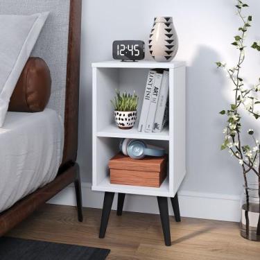 Imagem de Mesa de cabeceira lateral quarto casal e solteiro com prateleira retrô