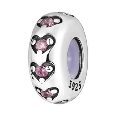 Imagem de Pulseira Feminina De Prata Esterlina 925 Com Pingente De Coração E Con