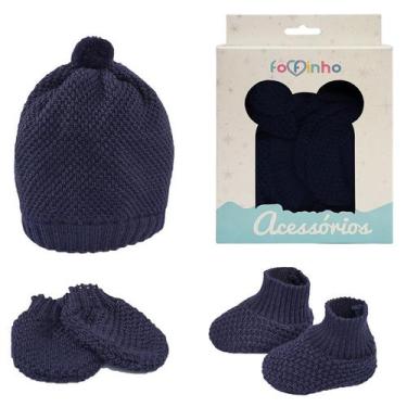 Imagem de Kit 3 Peças Touca Par De Sapatinho Par de Luva Para Bebê Recém Nascido