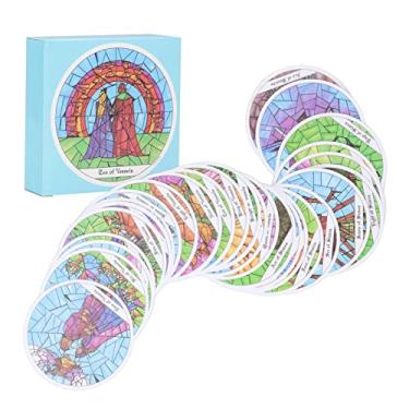 Imagem de Conjunto de baralho de cartas de tarô redondo 78 peças Jogo de tabuleiro para iniciantes Jogo de adivinhação Vintage Ferramentas de adivinhação para todos os níveis de habilidade