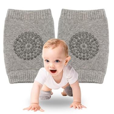 Imagem de Joelheira Para Bebe de Proteção Para Engatinhar Antiderrapante - Buba Baby (Cinza)