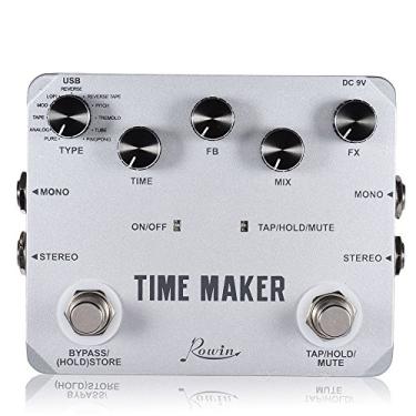 Imagem de Rowin Pedal de efeito de guitarra Time Maker, 11 tipos de Ultimate Delay Bass estéreo com tempo de toque