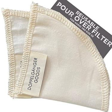 Imagem de (Pacote com 2) Filtros de Algodão Orgânico Reutilizáveis para Hario V60 — Filtro de Café Copo Cerâmica, Vidro, Coador de Plástico (Tamanho 02 (2 – 4 xícaras))