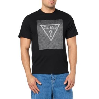 Imagem de GUESS Camiseta masculina de manga curta com ponto ecológico triangular, Preto Jet, GG