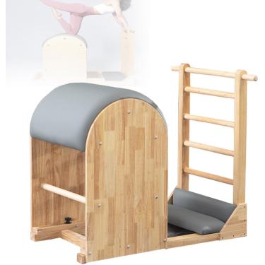 Imagem de Barris de escada de Pilates - Barril de escada de madeira de Pilates Home Equipamento grande para treinamento de ioga Corretor de coluna profissional 43 pol. × 25 pol. × 39 pol./35 pol.