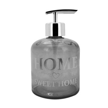 Imagem de Porta Sabonete Líquido Vidro Sweet Home Fumê e Prata 350ml - Yazi