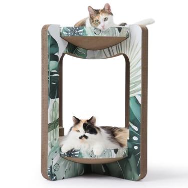 Imagem de Necoichi Torre arranhadora para gatos em ambientes internos – espreguiçadeira para arranhar gatos com usabilidade reversível e conforto extra para lounge, sofá de cama de papelão/(GG, carvalho)