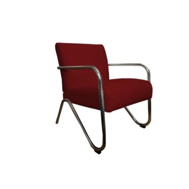 Imagem de Poltrona Decorativa Bela Suede Marsala Braço Cromado Mz Decor - Mazzer