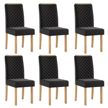 Imagem de Kit  6 Cadeiras com Espaldar para Sala de Jantar Elegance Mel/Preto