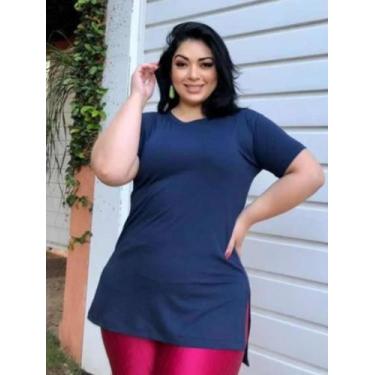 Imagem de 3 Blusas Plus Size Super Elegante Tecido Liso Vest Legging - Wild, Azu