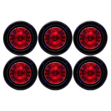 Imagem de All Star Truck Parts ] 6x 2,5 vermelho 12 luzes de liquidação laterais redondas com ilhós, montagem embutida, reboque de caminhão selado com lente reflexa, IP67 à prova d'água - Super brilhante DOT