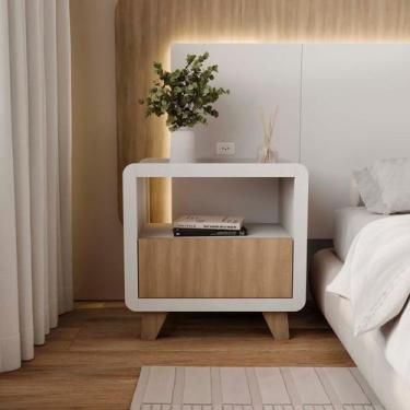 Imagem de Mesa de Cabeceira 55cm com Gaveta e Nicho 100% Mdf Padrão Planejados M