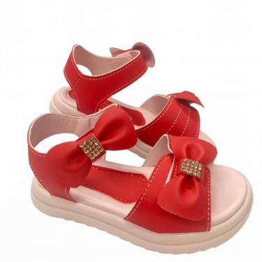 Imagem de Sandália Infantil Feminina com 2 Laços – Conforto, Estilo e Segurança para Meninas (Vermelho, BR, Criança de 4 a 8 anos, Numérico, M, 32)