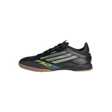 Imagem de adidas Tênis unissex adulto F50 League Indoor, Preto/ferro metálico/limão lúcido, 13 Women/12 Men